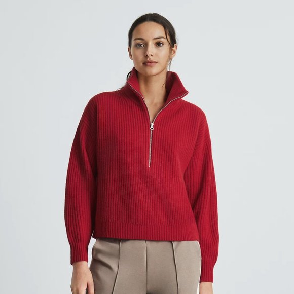 Everlane Sweaters - Everlane The Felted Merino Half Zip Wool Sweater